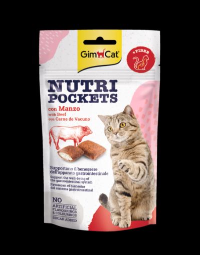 02.400747 GIMCAT NUTRI POCKETS WITH BEEF&MALT 60GR skanėstai katėms paveikslėlis