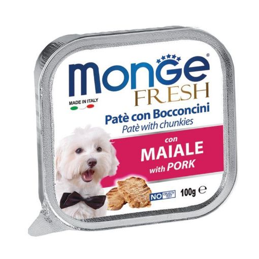 M13093 Monge Fresh - Wet Dog Alu Pate & chunkies Pork 100 g paveikslėlis