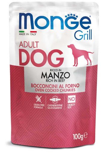 M13154 Monge GRILL- Dog Pouches BEEF 100 g paveikslėlis