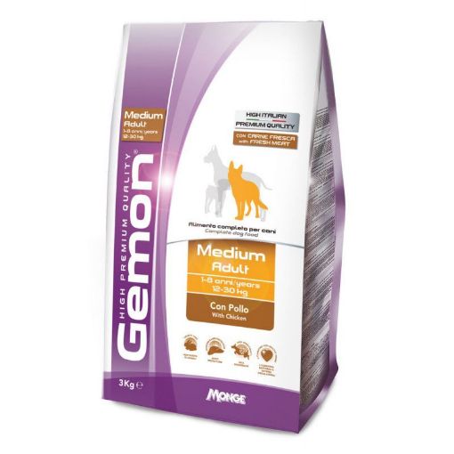 G86074 GEMON - Dry Dog Medium Adult chicken 3 kg paveikslėlis