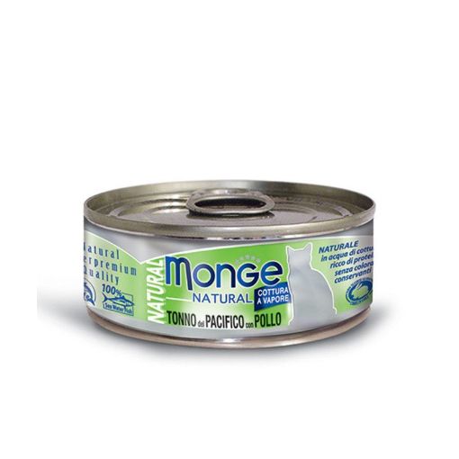 M07221 Monge Natural - Wet Cat Cans Yellowfin tuna with chicken 80 g paveikslėlis