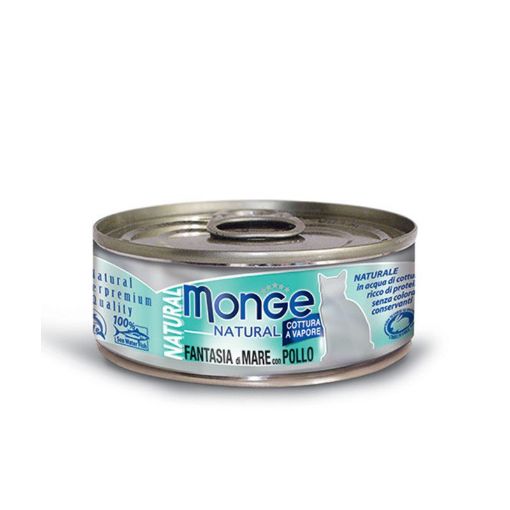 M07269 Monge Natural - Wet Cat Cans Seafood mixed with chicken 80 g paveikslėlis