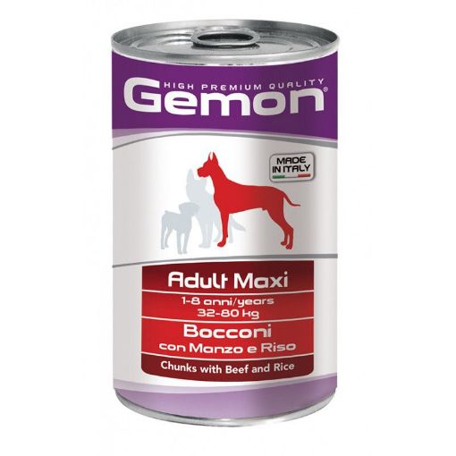 G87903 GEMON - Wet Dog Chunks Adult Maxi beef & rice 1250 g paveikslėlis