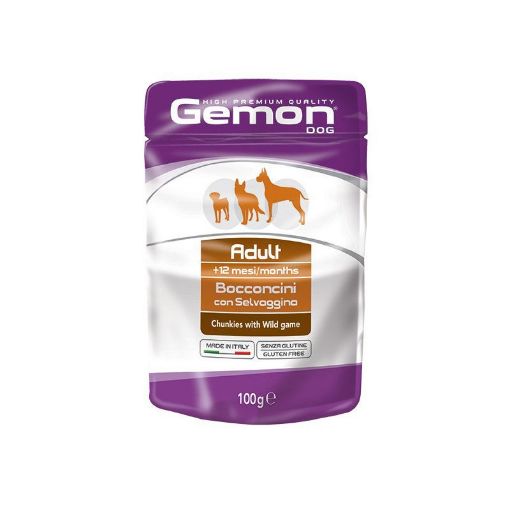 G00629 GEMON - Wet Dog Pouches Chunkies Adult wild games 100 g paveikslėlis