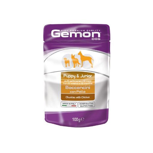 G00636 GEMON - Wet Dog Pouches Chunkies Puppy&Junior chicken 100 g paveikslėlis