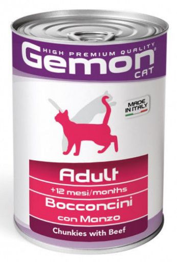 G00704 GEMON - Wet Cat Chunkies Adult beef & veal 415 g paveikslėlis