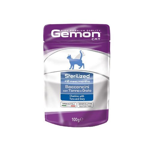 G00902 GEMON - Wet Cat Pouches - chunkies Sterilized tuna & dory 100 g paveikslėlis