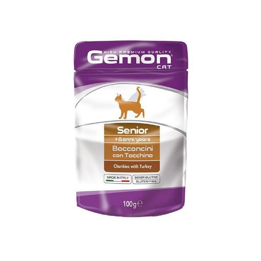 G00889 GEMON - Wet Cat Pouches -chunkies Senior turkey 100 g paveikslėlis