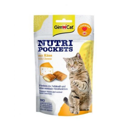 02.400716 GIMCAT NUTRI POCKETS WITH CHEESE&TAURINE 60GR skanėstai katėms paveikslėlis