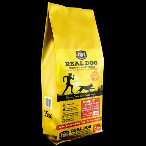 02017 Real Dog Adult Sensitive SIMPLE with Poultry, Sorghum & Vegetables 15 kg paveikslėlis