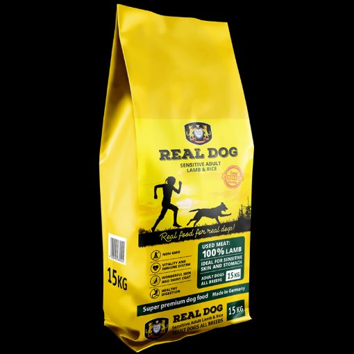 89004 REAL DOG Adult Sensitive Lamb&Rice 15 kg paveikslėlis