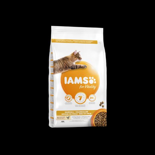 I27064 Iams Adult Cat Hairball Chicken 10 kg su vištiena paveikslėlis