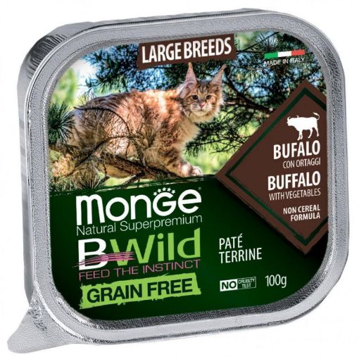 M12850 Monge BWILD Cat Grain Free All Large Breeds pate Buffalo (buivoliena) and Vegetables 100 g paveikslėlis