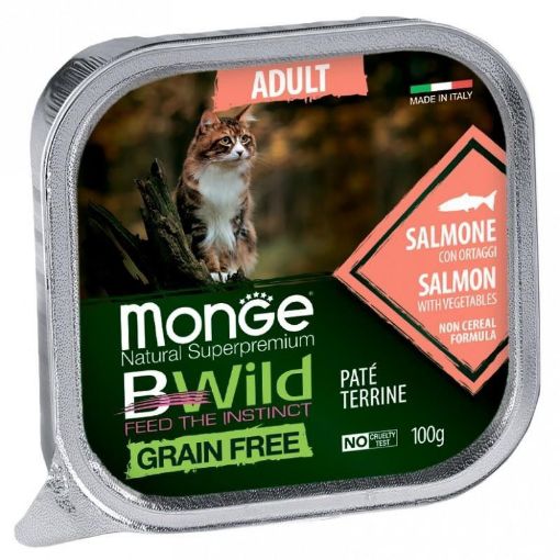 M12881 Monge BWILD Cat Grain Free Adult Salmon and Vegetables 100 g paveikslėlis