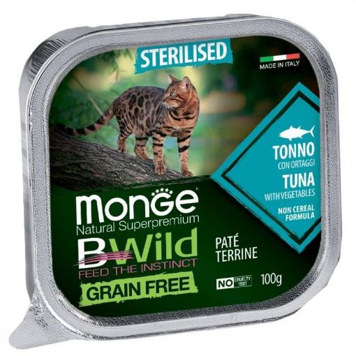 M12898 Monge BWILD Cat Grain Free Adult Sterilized Tuna and Vegetables 100 g paveikslėlis