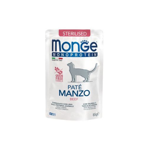 M13741 Monge Monoprotein - Cat Pouches Pate Adult Sterilised BEEF 85 g (28) paveikslėlis