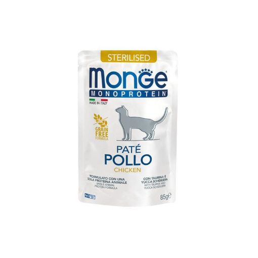 M13710 Monge Monoprotein - Cat Pouches Pate Adult Sterilised CHICKEN 85 g (28) paveikslėlis