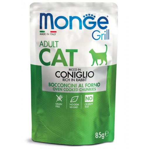 M13611 Monge GRILL- Cat Pouches Adult RABBIT 85 g (28) paveikslėlis