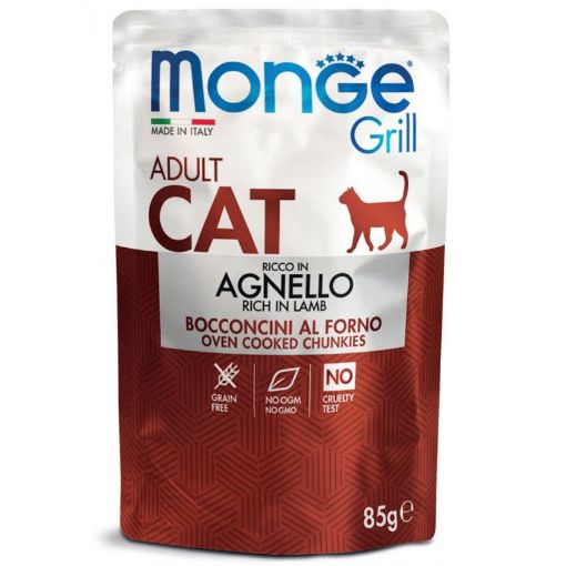 M13628 Monge GRILL- Cat Pouches Adult LAMB 85 g (28) paveikslėlis