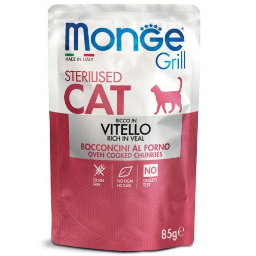 M13642 Monge GRILL- Cat Pouches Sterilised VEAL 85 g (28) paveikslėlis