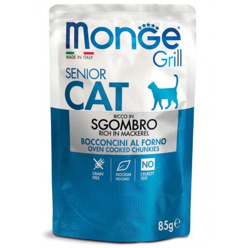 M13666 Monge GRILL- Cat Pouches Senior MACKEREL 85 g (28) paveikslėlis