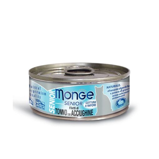 M07047 Monge Jelly - Wet Cat Yellowfin tuna with anchovies in gravy - Senior 80 g paveikslėlis