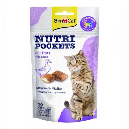 02.419367 GIMCAT NUTRI POCKETS Duck 60 G skanėstai katėms su antiena paveikslėlis