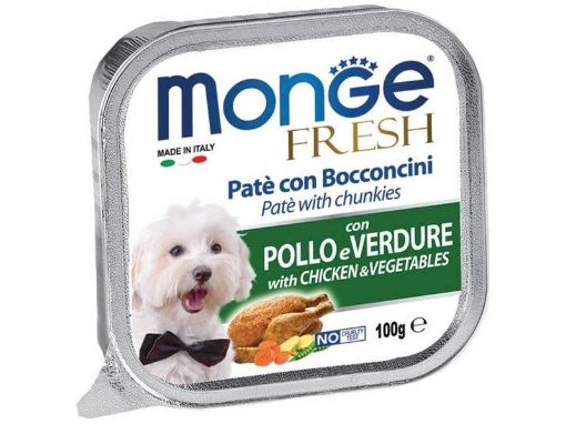 M13031 Monge Fresh - Wet Dog Alu Pate & chunkies chicken & vegetables 100 g paveikslėlis