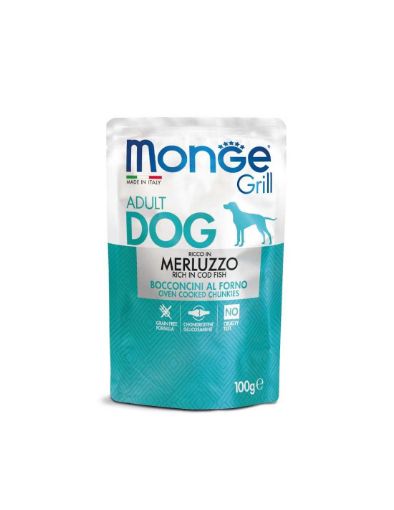 M13130 Monge GRILL- Dog Pouches CODFISH 100 g paveikslėlis