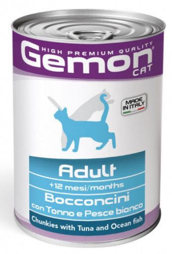 G00742 GEMON - Wet Cat Chunkies Adult Tuna Ocean Fish 415 g (pak.24) paveikslėlis