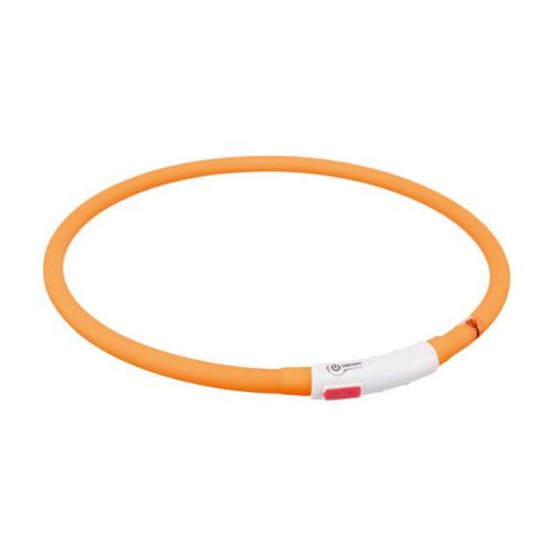 1.1_12646 TRIXIE LED antkaklis USB, silikonas, XS-XL 70cm/10mm, oranžinis (pak. 2) paveikslėlis