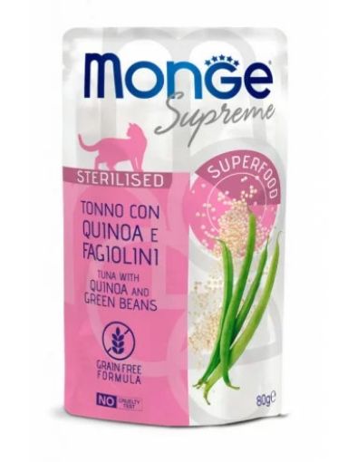 M07788 Monge SUPREME - Cat Wet Pouches Tuna with quinoa and green beans - Sterilised 80g (24) paveikslėlis