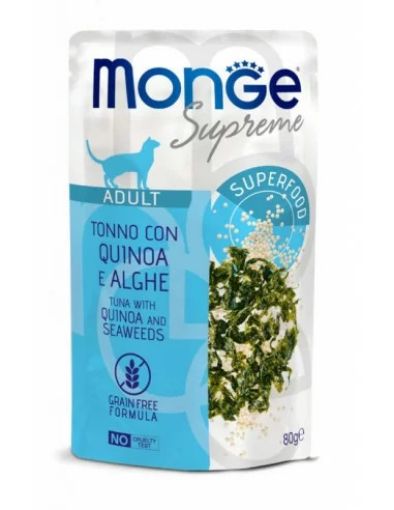 M07795 Monge SUPREME - Cat Wet Pouches Tuna with quinoa and seaweeds - Adult 80g (24) paveikslėlis