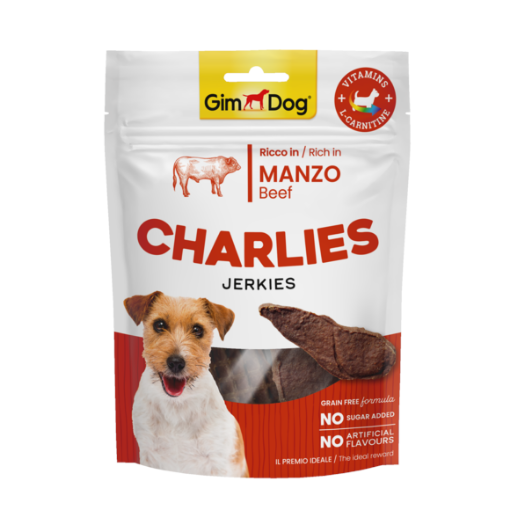 02.513669 GIMDOG CHARLIES JERKIES BEEF 70g paveikslėlis