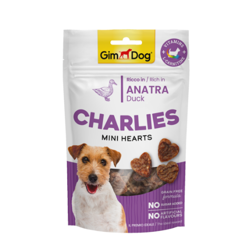 02.513683 GIMDOG CHARLIES MINI HEARTS DUCK 70g paveikslėlis