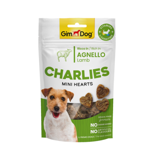 02.513690 GIMDOG CHARLIES MINI HEARTS LAMB 70g paveikslėlis