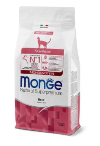 M05524 Monge Dry Cat Adult Sterilized Beef monoprotein 1,5 kg paveikslėlis