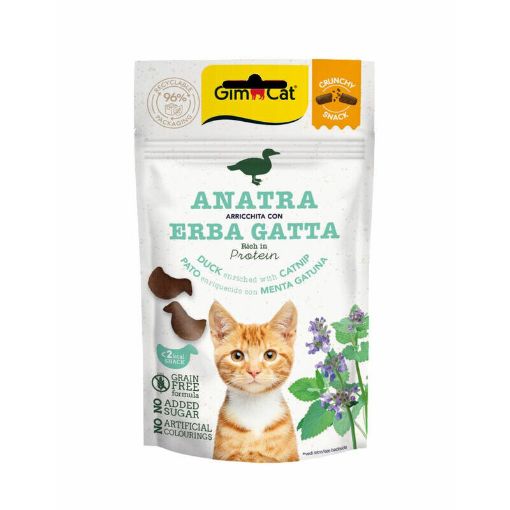 02.422176 Gimcat Crunchy Snacks Duck /Catnip 50g traškūs skanėstai antis/katžolė paveikslėlis