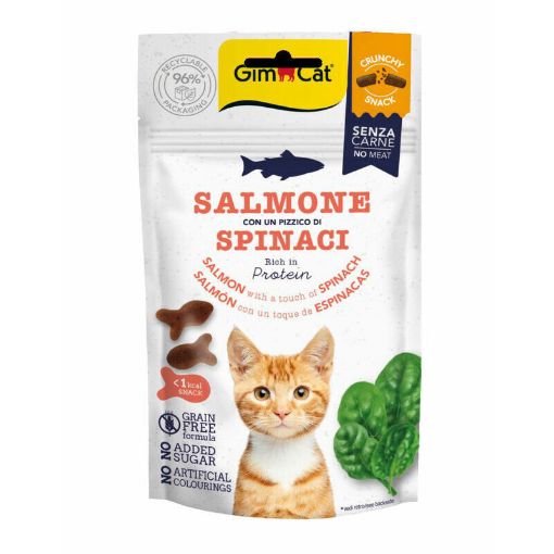 02.422343 Gimcat Crunchy Snacks Salmon & Spinach 50g traškūs skanėstai lašiša/špinatai paveikslėlis