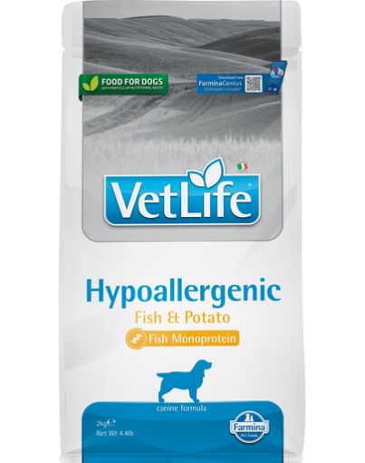 F25265 FARMINA VET LIFE - DOG Dry HYPOALLERGENIC Fish&Potato 2 kg (pak.4) paveikslėlis