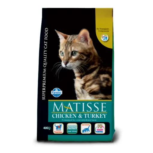F16102 FARMINA MATISSE - CAT Dry Chicken&Turkey 400 g (pak.16) paveikslėlis