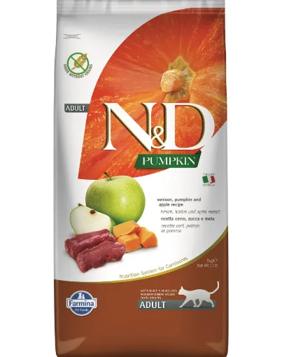 F36148 FARMINA N&D PUMPKIN - CAT Dry Venison&Apple ADULT 5 kg paveikslėlis