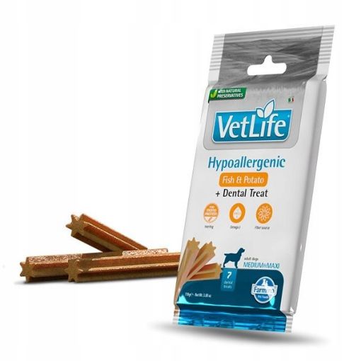 F43276 FARMINA  VET LIFE - DOG TREAT - HYPOALLERGENIC Fish&Potato ADULT MED&MAX 100 g paveikslėlis