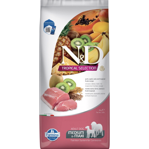 F42309 FARMINA N&D TROPICAL SELECTION - DOG Dry Pork ADULT MED&MAX 10 kg paveikslėlis