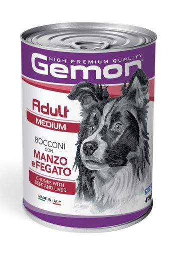 G87859 GEMON - Wet Dog Chunks Adult medium beef & liver 415 g paveikslėlis
