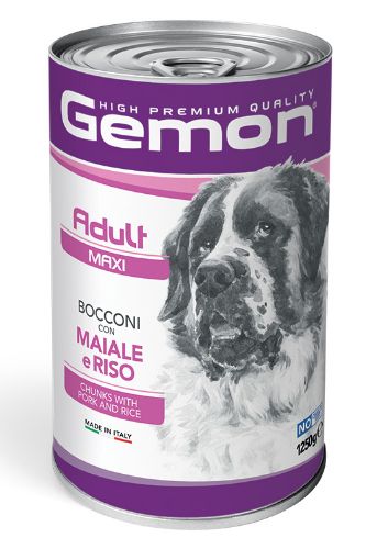 G87941 GEMON - Wet Dog Chunks Adult Maxi Pork & rice 1250 g paveikslėlis