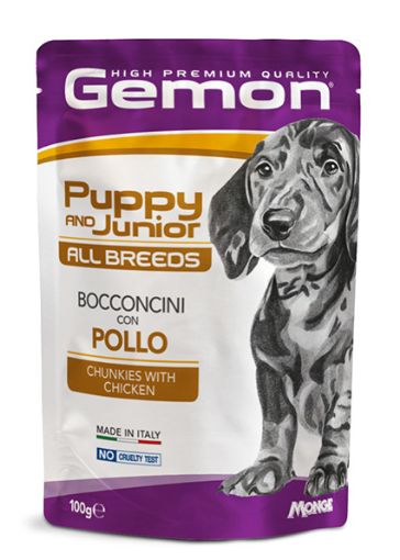 G00636 GEMON - Wet Dog Pouches Chunkies Puppy&Junior chicken 100 g paveikslėlis