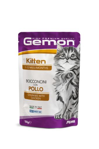 G00896 GEMON - Wet Cat Pouches - chunkies Kitten chicken 100 g paveikslėlis