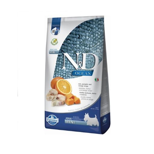 F36537 FARMINA N&D OCEAN - DOG Dry Cod Pumpkin&Orange ADULT MINI 7 kg paveikslėlis