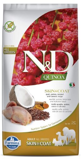 F35684 FARMINA N&D QUINOA - DOG Dry SKIN&COAT Quail&Coconut ADULT ALL BR 7 kg paveikslėlis